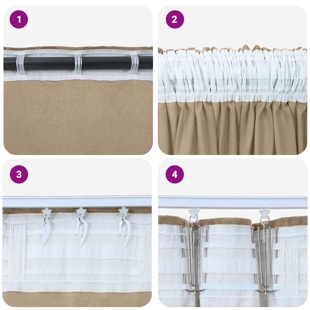 Curtain with Curtains 2 pcs Champagne 260 x 140 cm Velvet